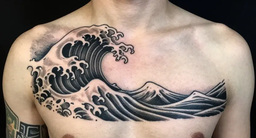 The Blackwork Wave Tattoo