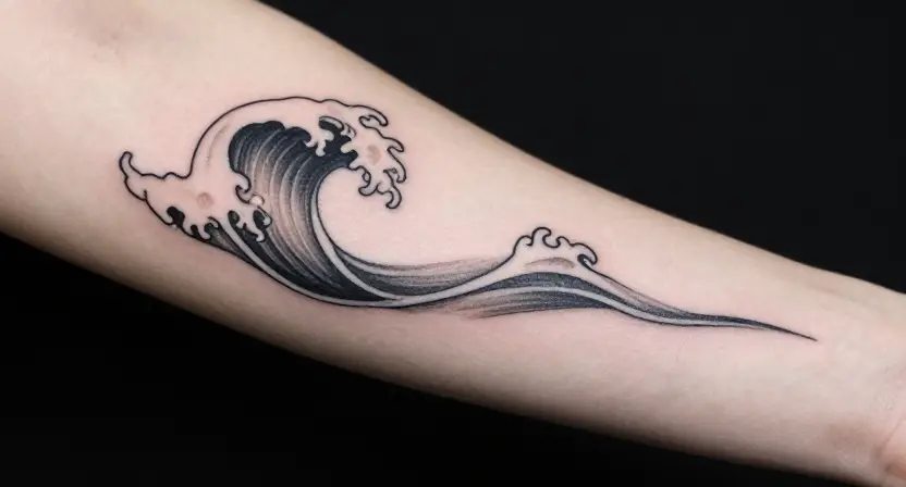 The Fine Line Wave Tattoo