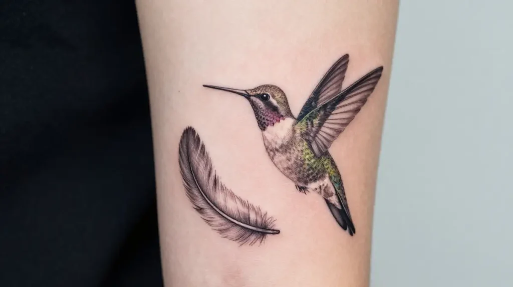 The Hummingbird Tattoo With Feather