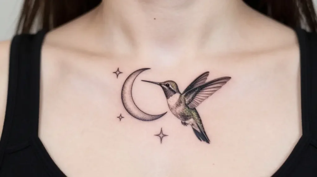 The Hummingbird With Moon and Stars