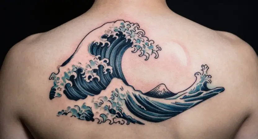 The Wave With Moon Tattoo