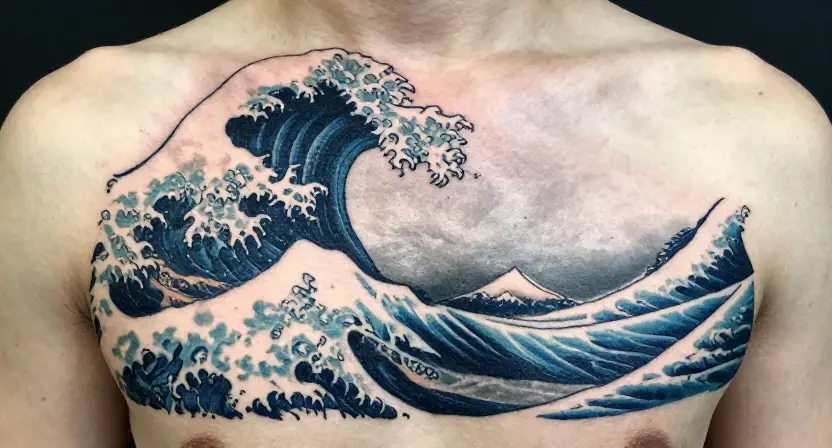 The Wave With Mountain Tattoo