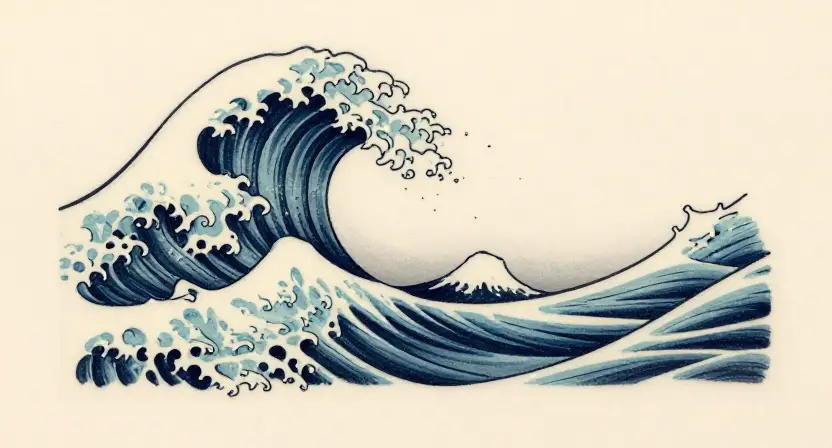 The Wave With Script or Quote Tattoo