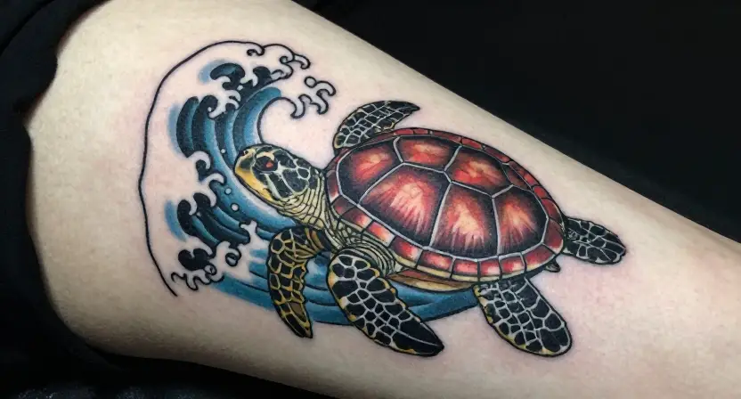 The Wave With Turtle Tattoo