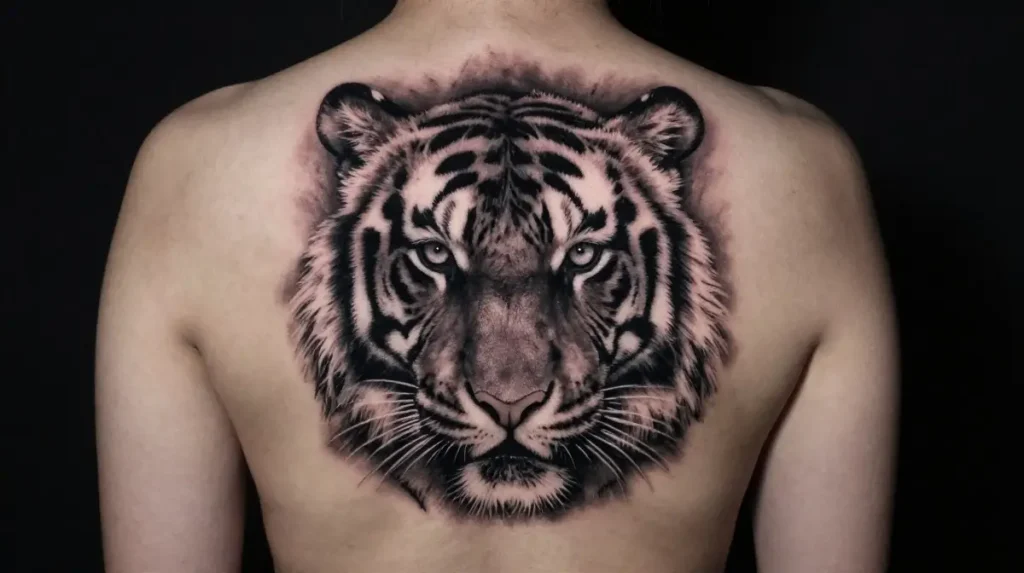 Tiger Upper Shoulder Tattoo for Women