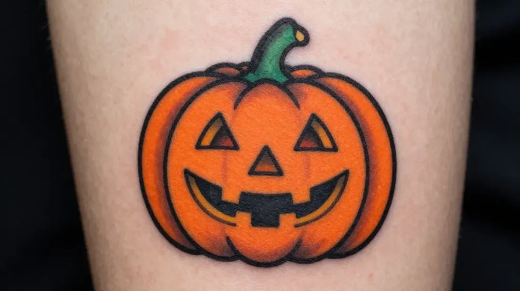 Traditional American Pumpkin Tattoo