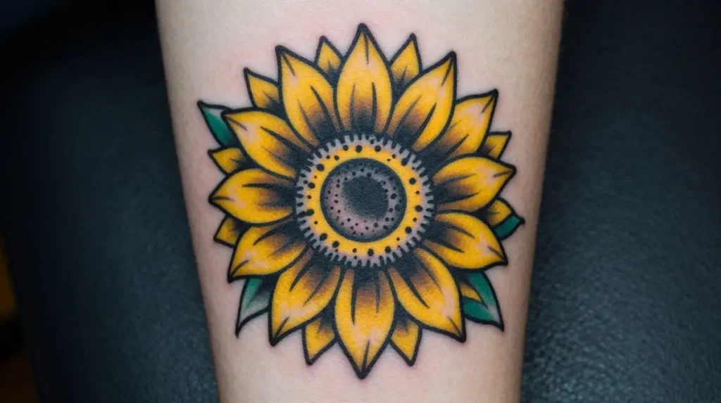 Traditional Sunflower Tattoo