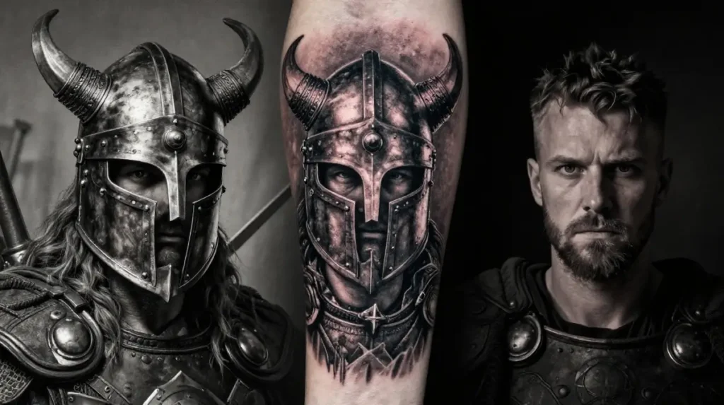 Viking Helmet and Warrior Portrait