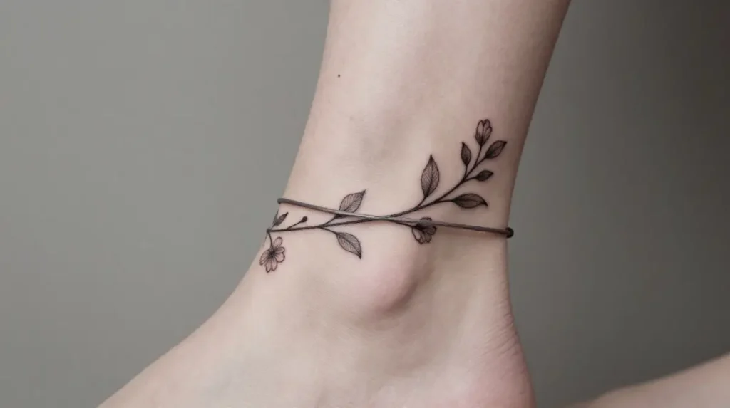 Vine Tattoo Around the Ankle