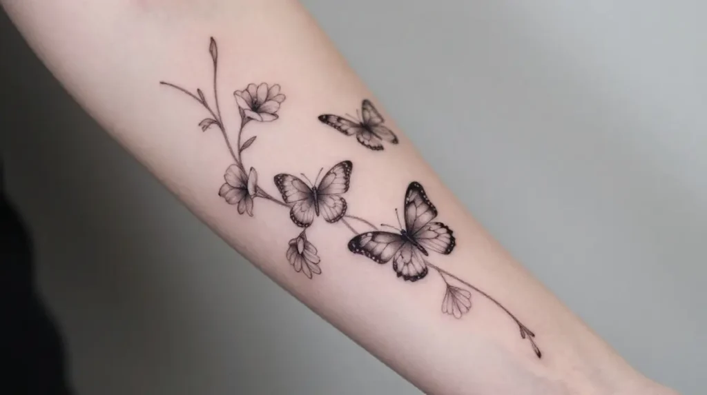 Vine and Butterfly Tattoo