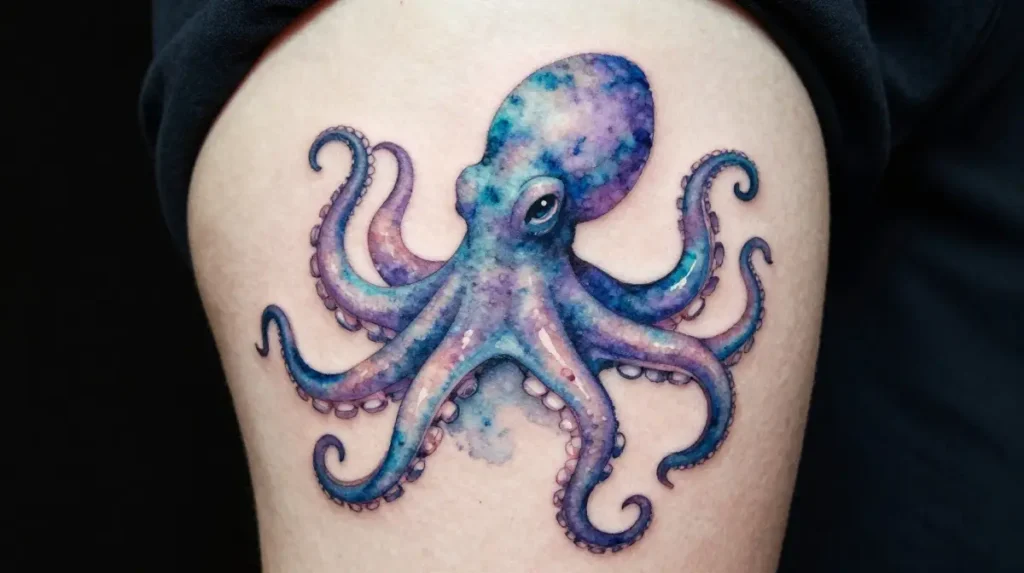 Watercolor Octopus Tattoo