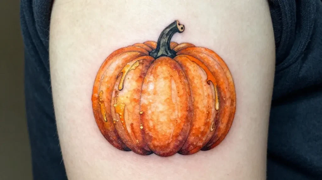 Watercolor Pumpkin Tattoo