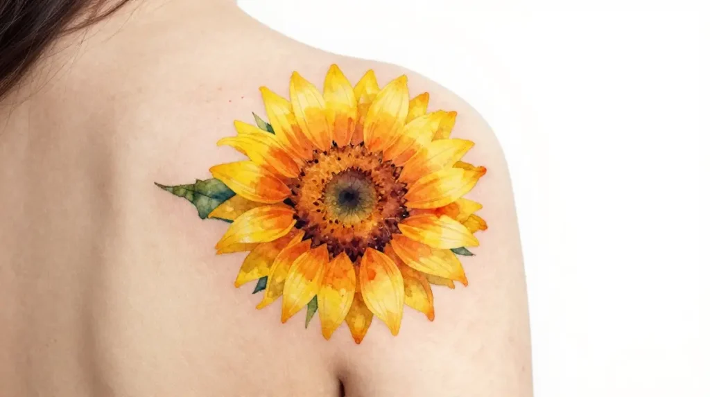 Watercolor Sunflower Tattoo