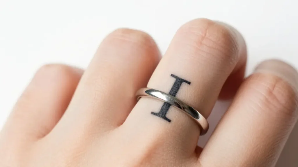 Wedding Ring Tattoo with Initials