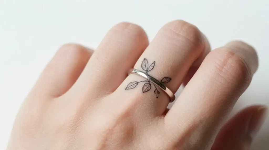 Wedding Ring Tattoo with Vines