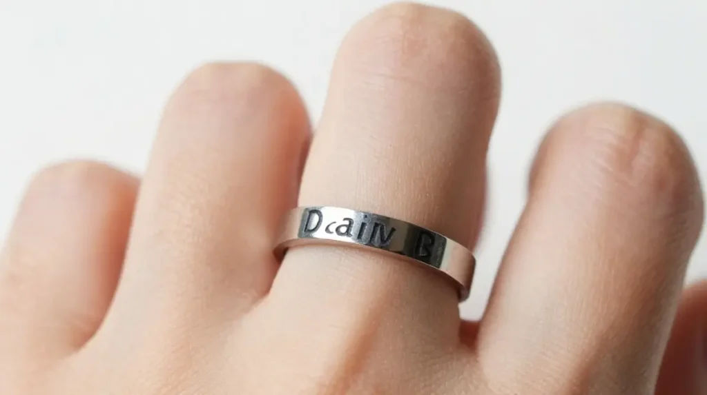 Wedding Ring Tattoo with a Single Word