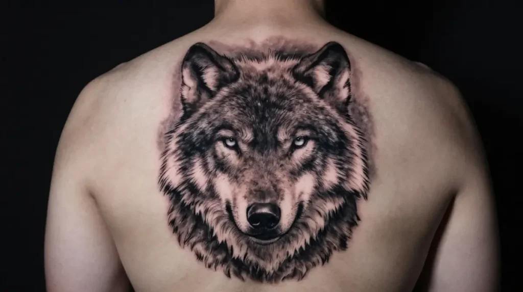Wolf Back Tattoo for Guys