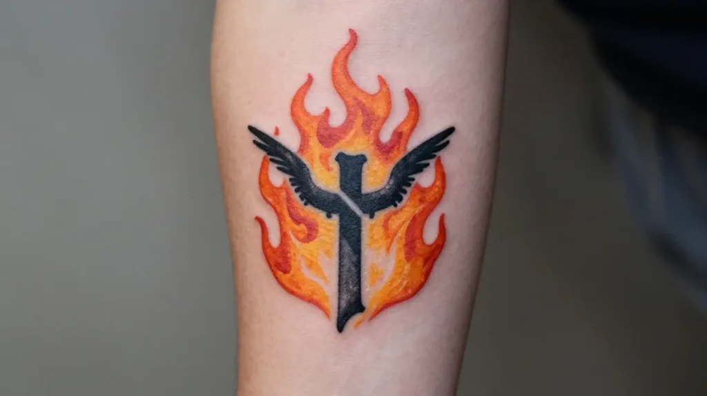 YHWH Tattoo with Flames