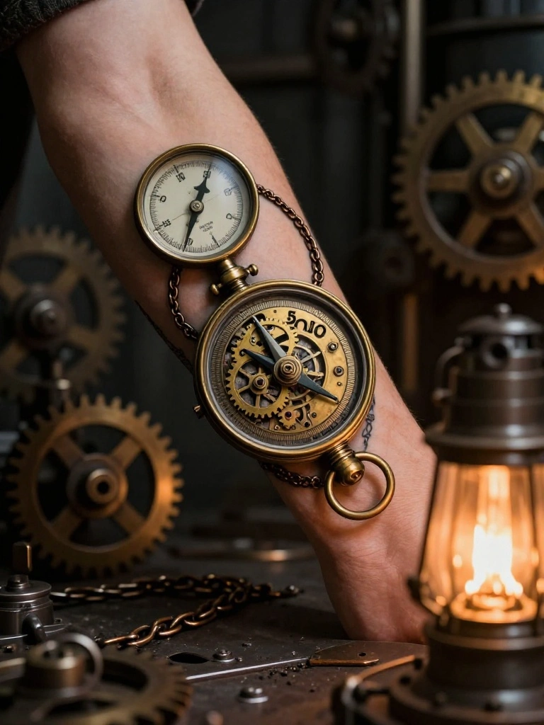 Steampunk Compass Tattoos — When Gears and Destiny Share the Same Face