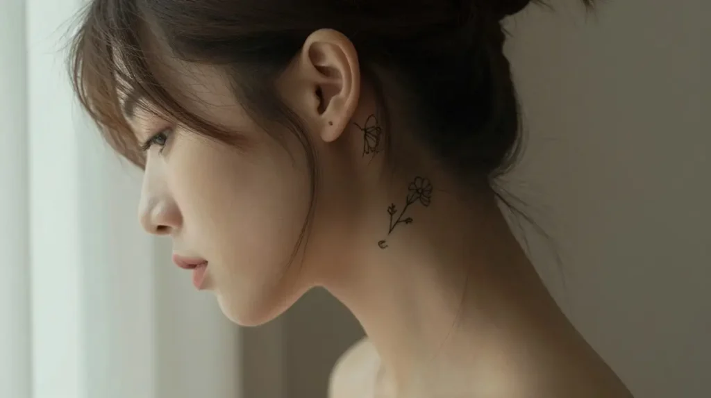 Behind the Ear Flower Tattoos That Live in the Most Secret Beautiful Place