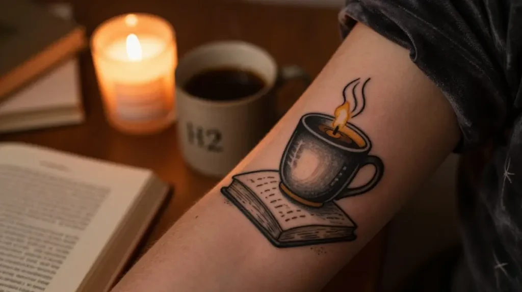 Candle, Coffee and Open Pages — Cozy Mood Tattoos for Devoted Readers