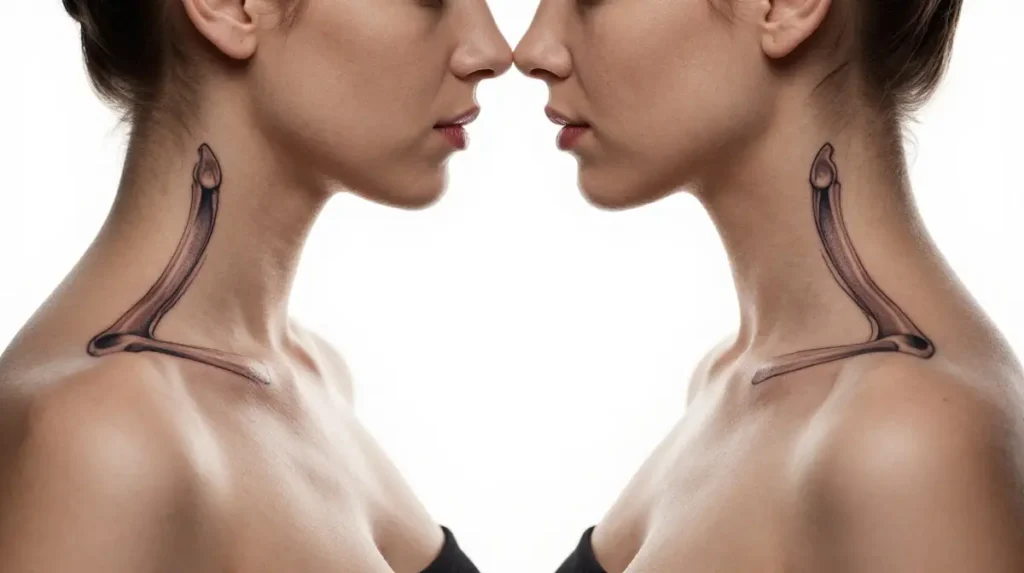 Matching Collarbone Tattoos That Create Mirror Magic on Both Sides at Once