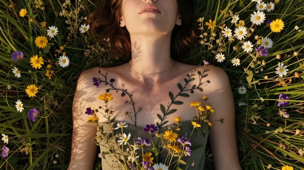 Botanical Vine and Wildflower Designs That Crawl the Collarbone With Organic Grace