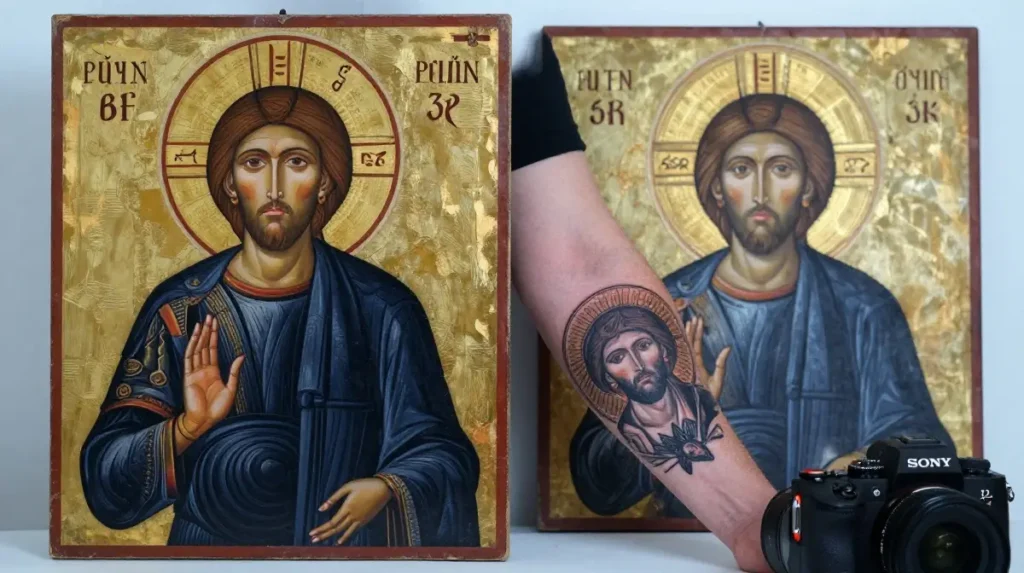 Byzantine and Orthodox Icon Jesus Tattoos Rooted in Sacred Tradition