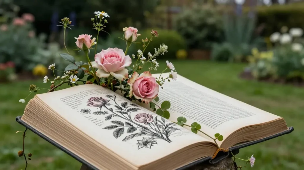 Floral and Book Fusion Tattoos Where Nature Meets the Written Word