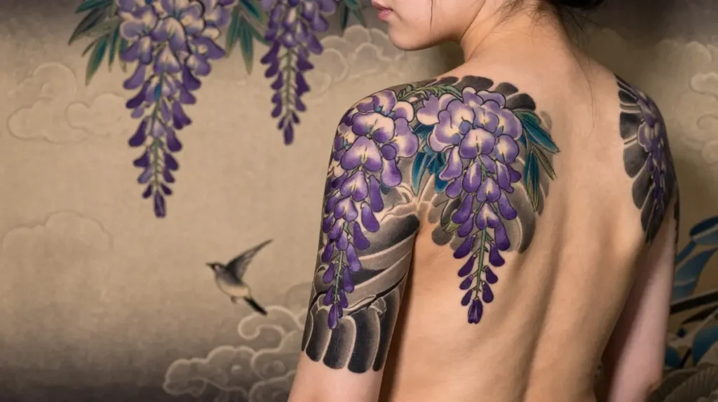 Japanese Floral Shoulder Tattoos With Four Centuries of Design Intelligence