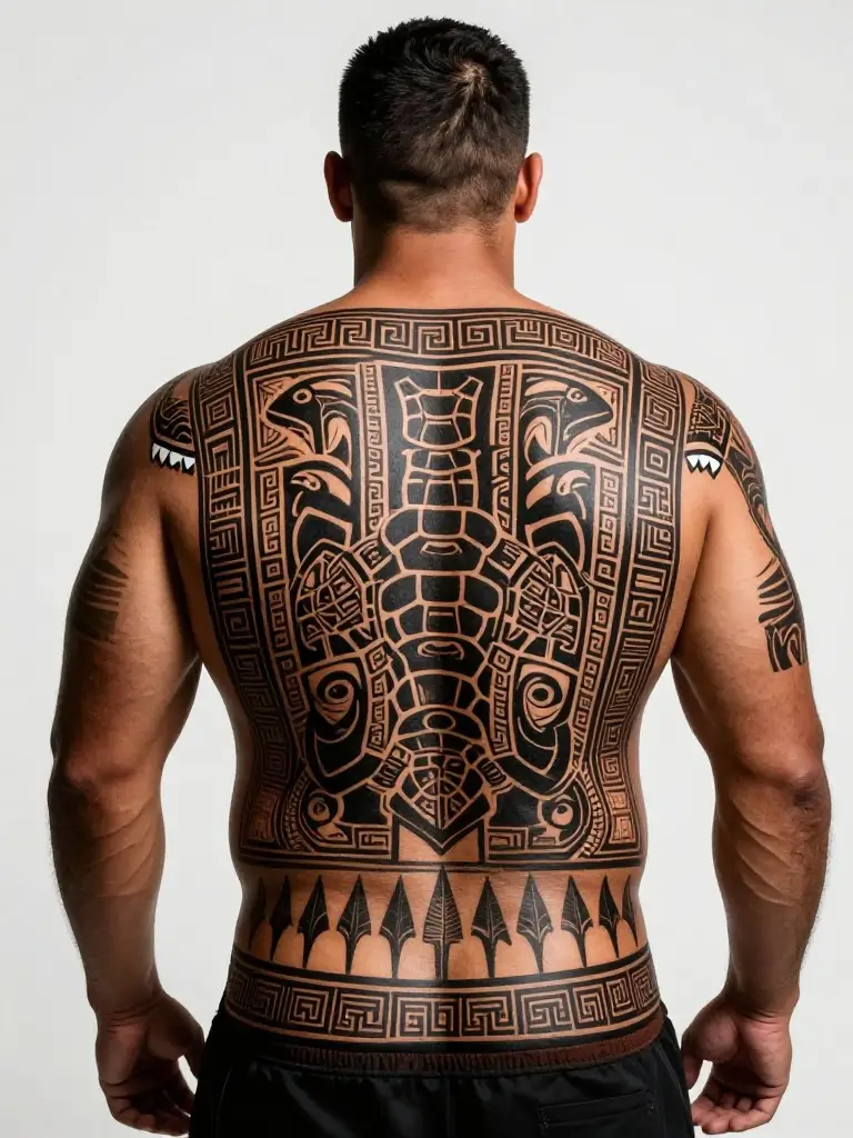 Tribal Tattoos Scaled Across the Back in Compositions That Command Silence