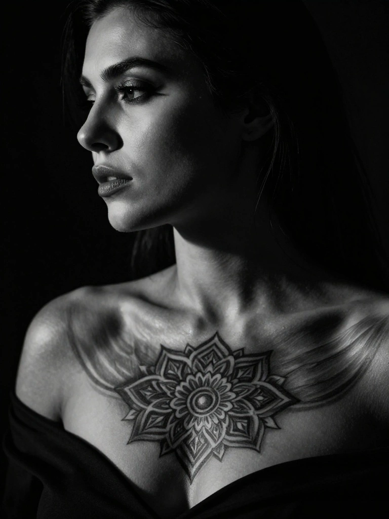 Black and Grey Ink Creates an Illusion of Depth on Curved Skin