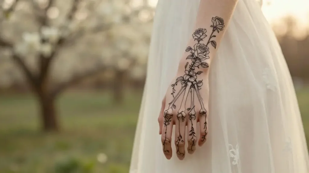 Feminine Skeleton Hand Tattoos That Weaponize Delicacy Against Darkness