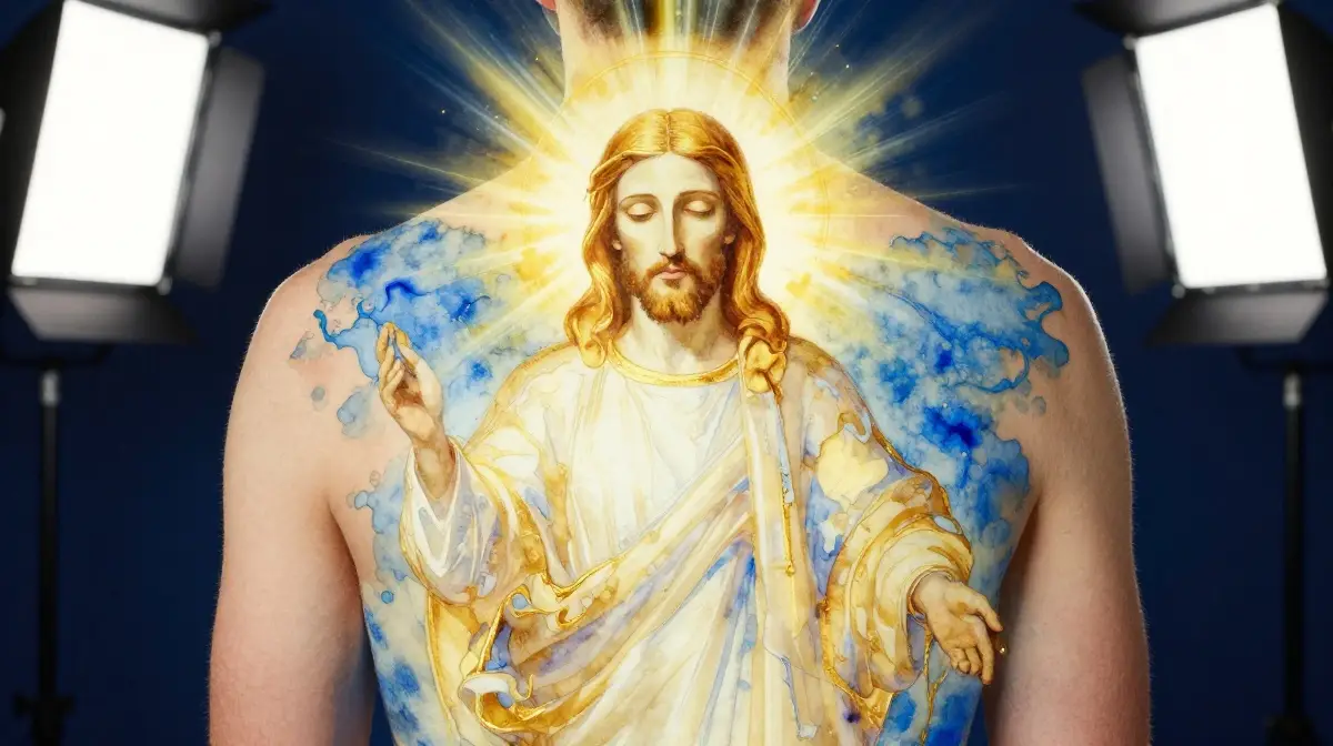 Watercolor Jesus Tattoos Where the Divine Bleeds Into Living Color