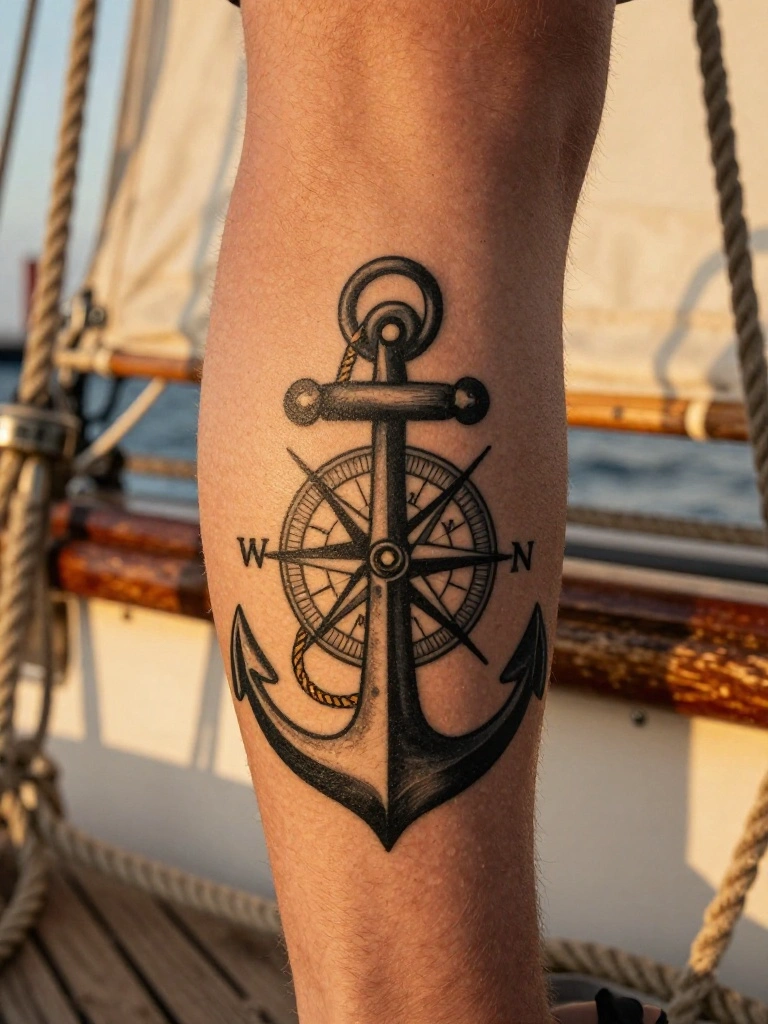Compass and Anchor Tattoos — the Sailor's Dual Philosophy Made Permanent