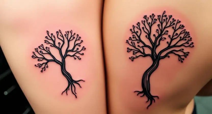 Siblings Inked Together — Matching Family Tree Tattoos That Seal a Bond Forever