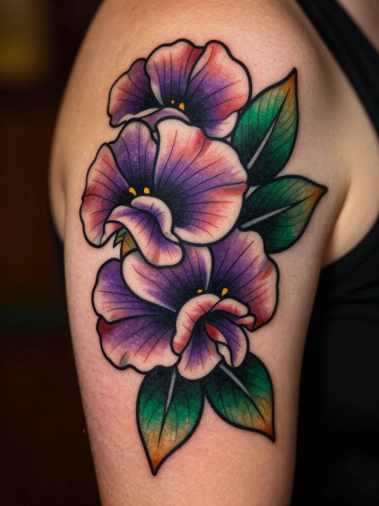 Neo Traditional Floral Tattoos for the April Birthday That Demands More Color