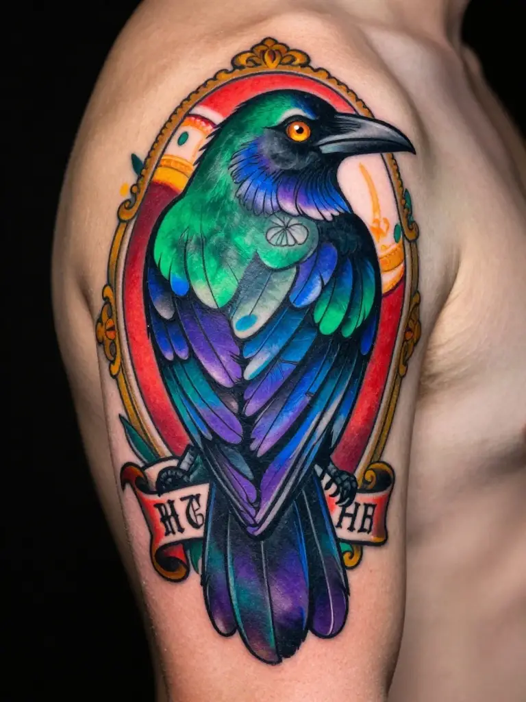 Neo Traditional Ravens With Color Saturated Enough to Stop a Heartbeat