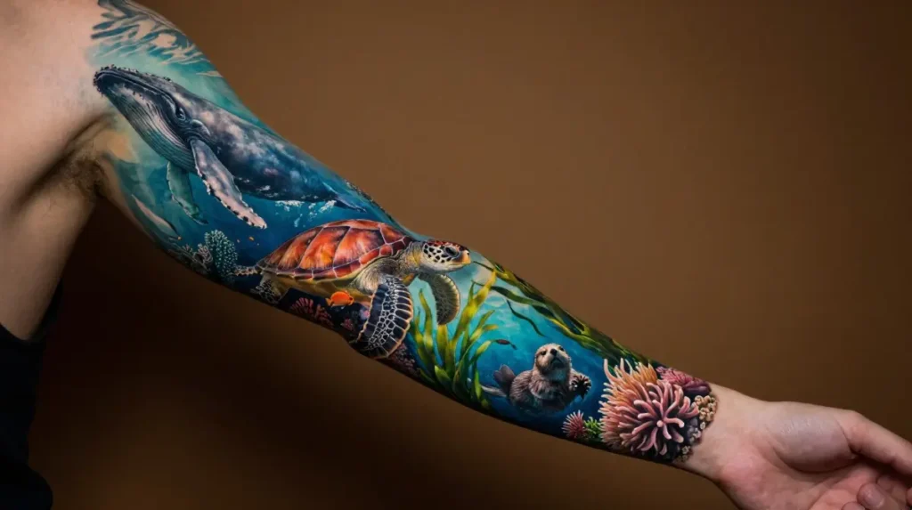 Ocean Animal Sleeve Tattoos That Build an Entire Underwater Ecosystem
