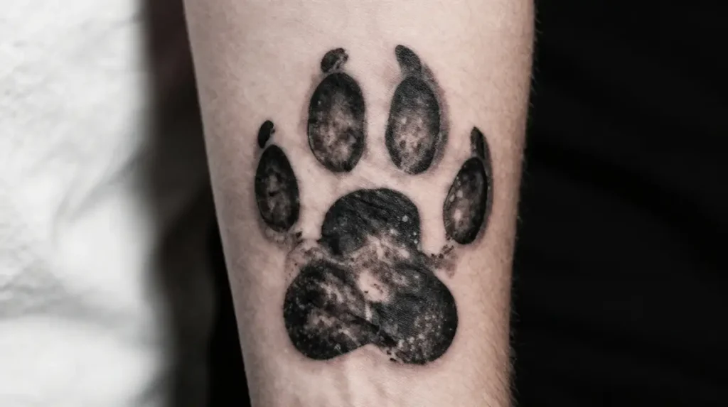 Black and Grey Paw Tattoos With Cinematic Depth That Photographs Magnificently