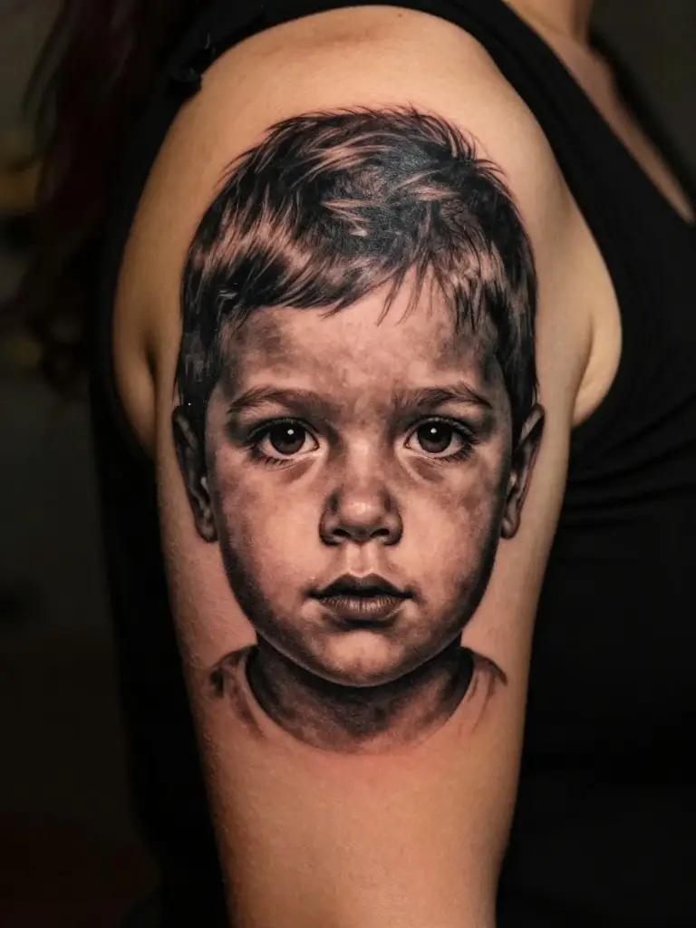 Portrait Tattoos That Freeze a Child's Face in the Most Precise Permanence