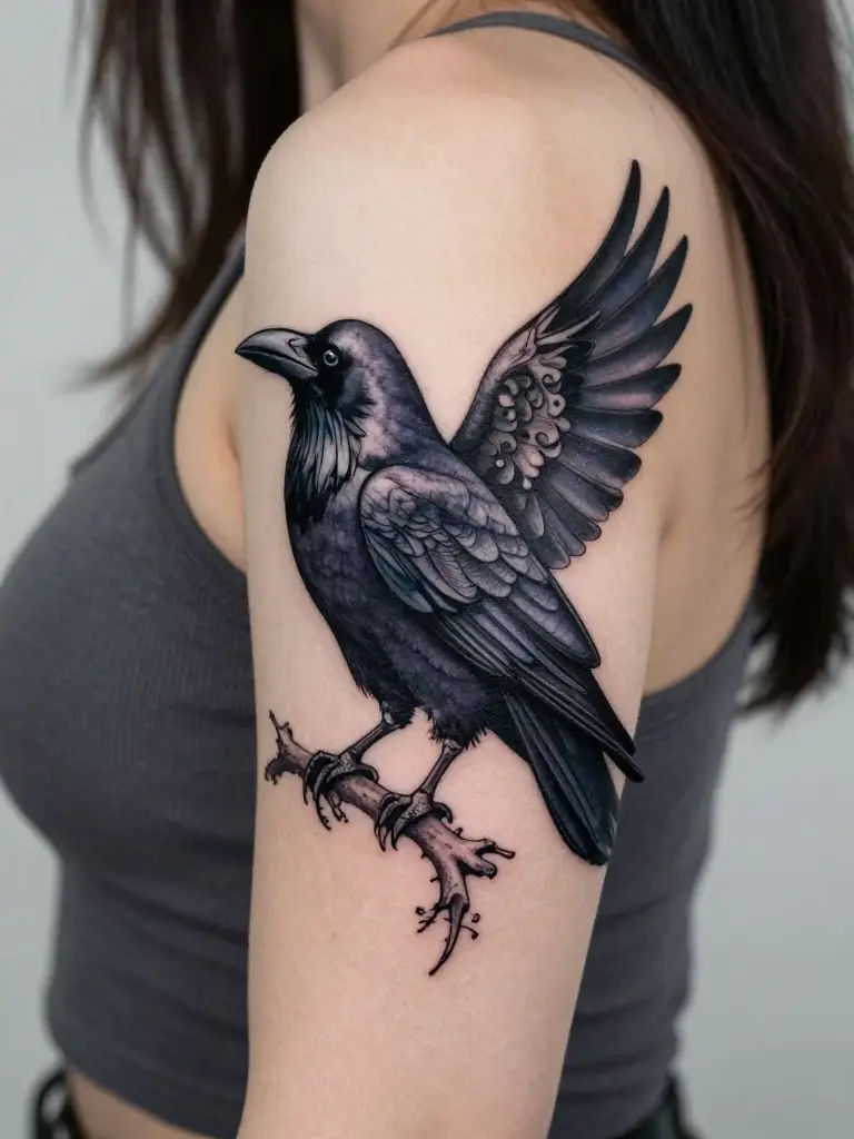 Raven Tattoos for Women That Reclaim Darkness as Pure Feminine Power