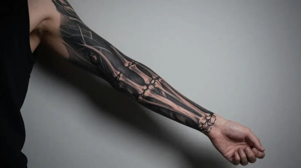 Skeleton Hand Tattoos That Connect Into Sleeves and Full Arm Narratives