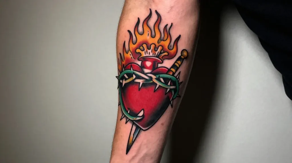Sacred Heart Tattoo Designs for Men That Project Intensity and Conviction
