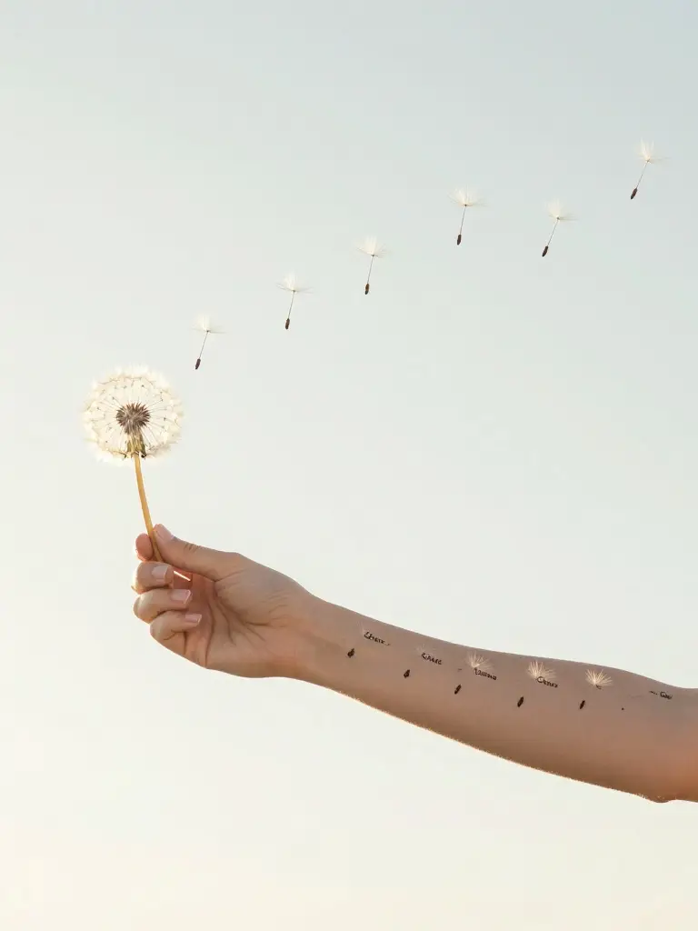 Dandelion and Wish Tattoos Where Children Become Seeds Carried by the Wind