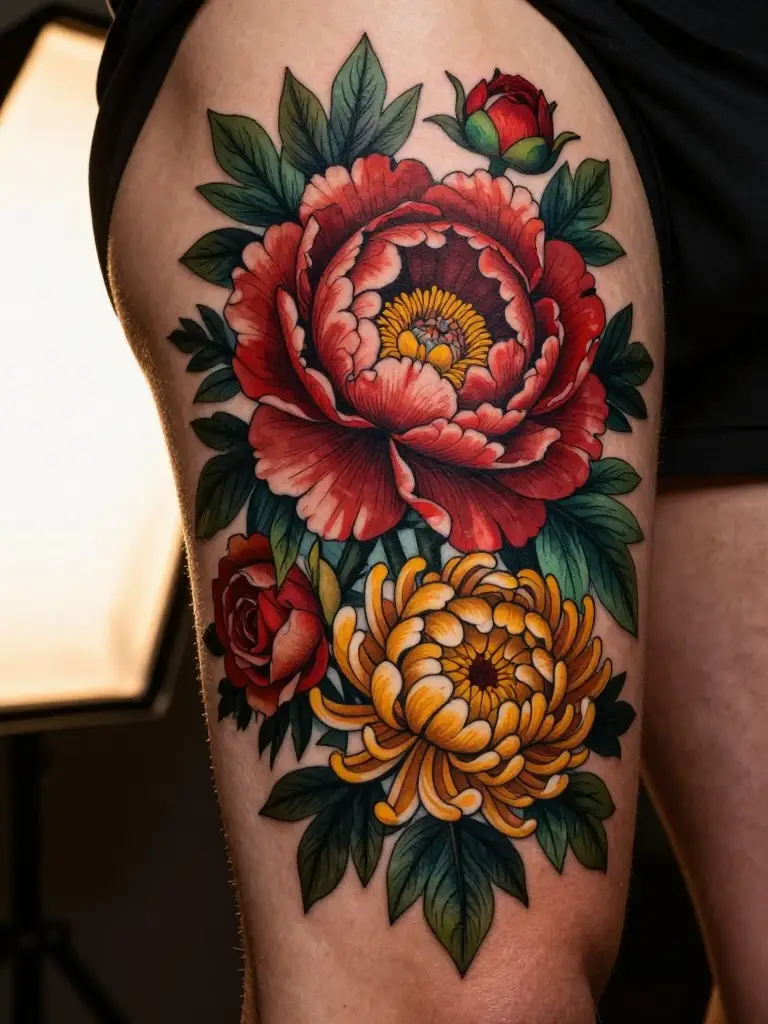 Floral and Botanical Thigh Tattoos for Men That Defy Every Tired Stereotype