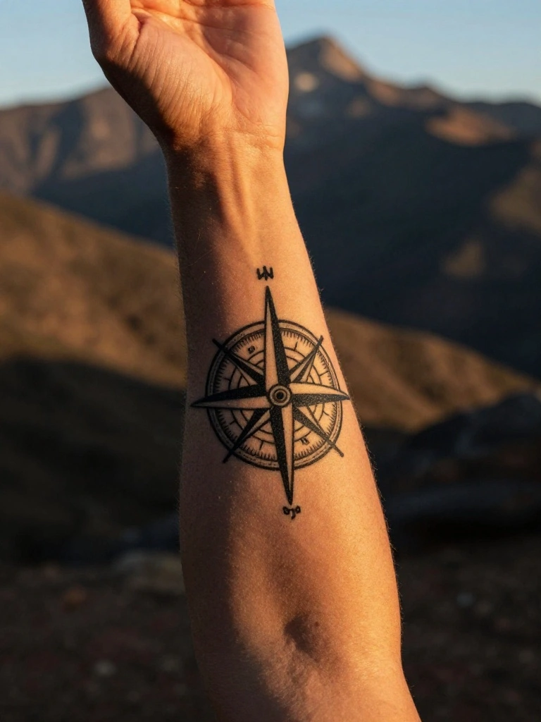 Masculine Compass Tattoos That Wear Adventure Without Apology