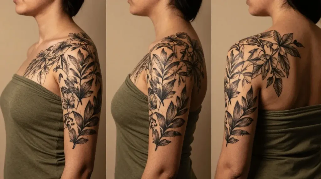 Wrap Around Shoulder Tattoos That Follow the Body Like a Second Skin