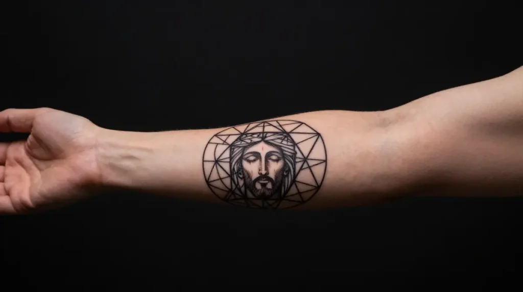Geometric and Abstract Jesus Tattoos That Deconstruct the Sacred Form