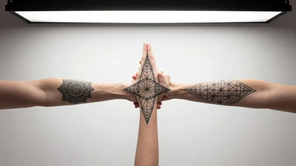 Geometric Sibling Tattoos That Build Brotherhood and Sisterhood in Perfect Structure